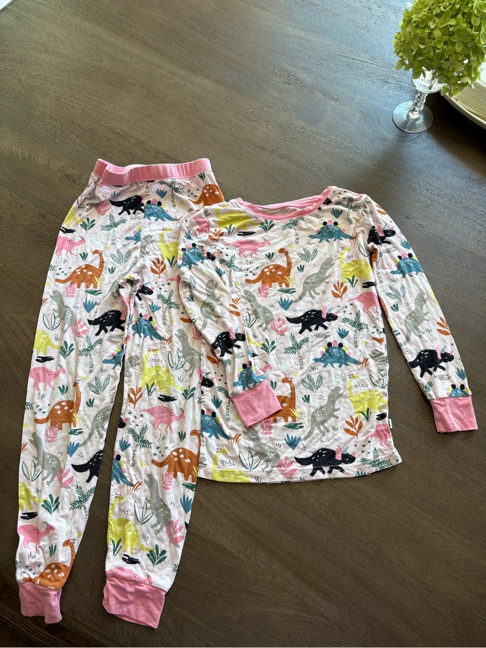 Little Sleepies Girls Pink Dinosaur Print Two-Piece Pajama Set